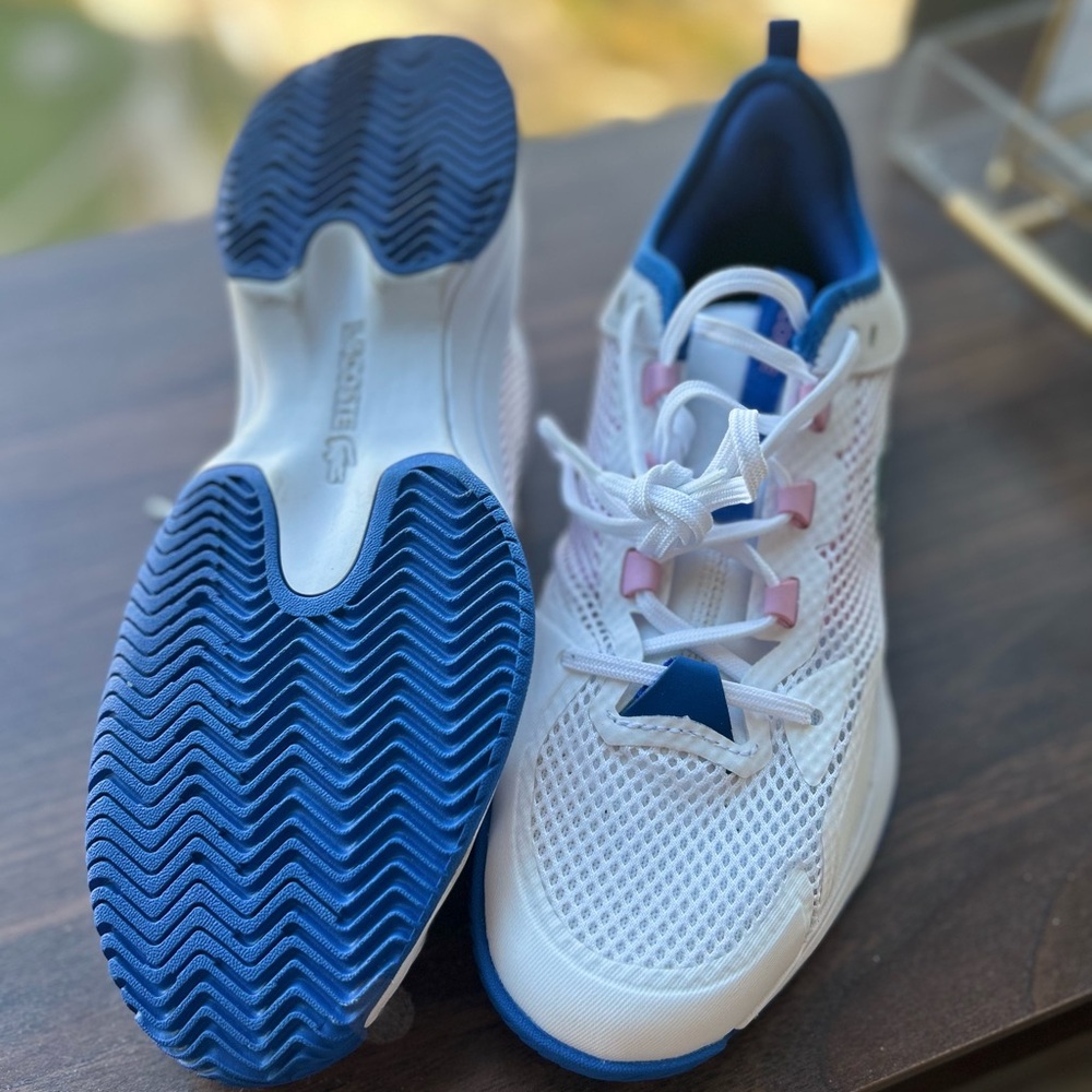 Lacoste White and Blue Athletic Shoes - Picture 3 of 3